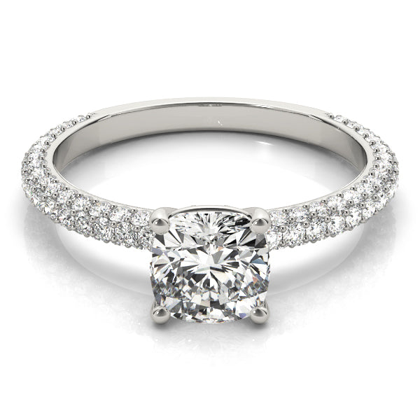 Pavé Set With Cushion Peg-Head Engagement Ring