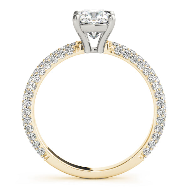 Pavé Set With Cushion Peg-Head Engagement Ring