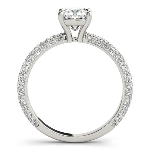 Pavé Set With Cushion Peg-Head Engagement Ring