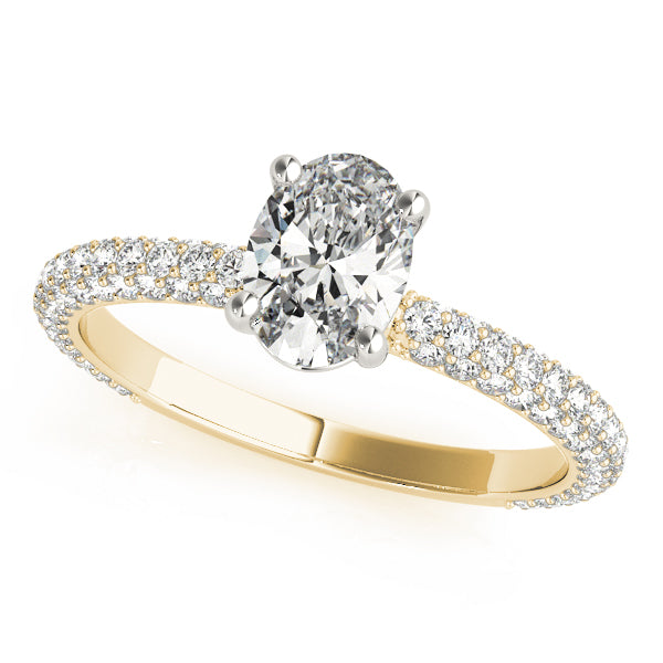 Multirow Pave Set Oval Shape Engagement Rings