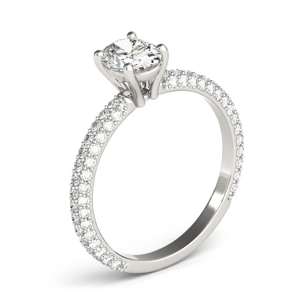 Multirow Pave Set Oval Shape Engagement Rings