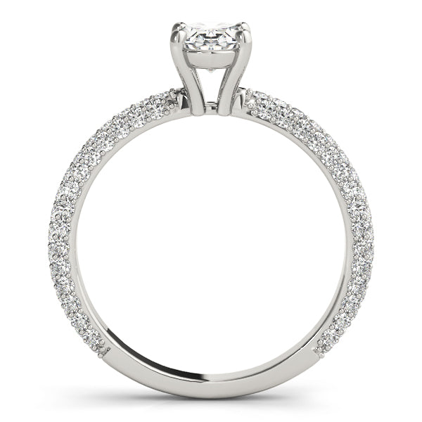 Multirow Pave Set Oval Shape Engagement Rings
