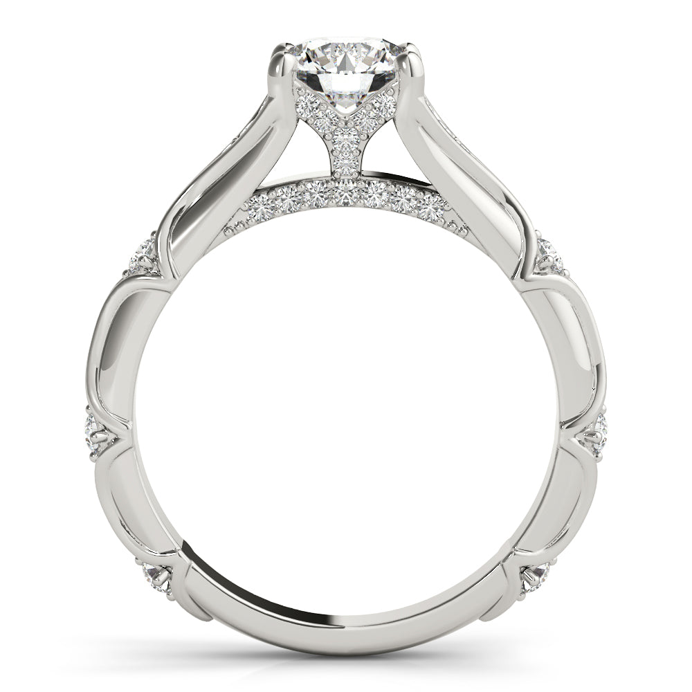 Vintage Hidden Halo Cluster Sides Engagement Ring