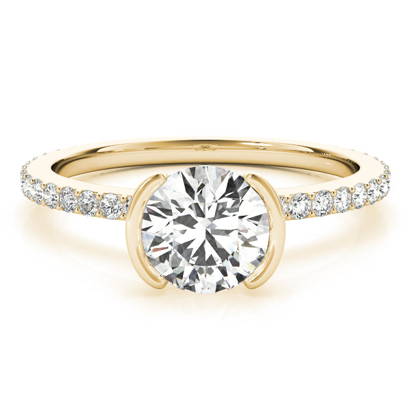 Accented Round Half Bezel Engagement Ring