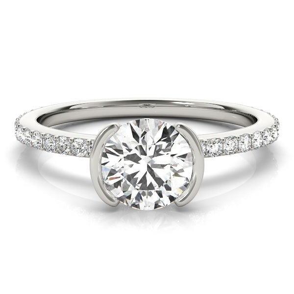 Accented Round Half Bezel Engagement Ring