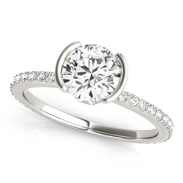 Accented Round Half Bezel Engagement Ring
