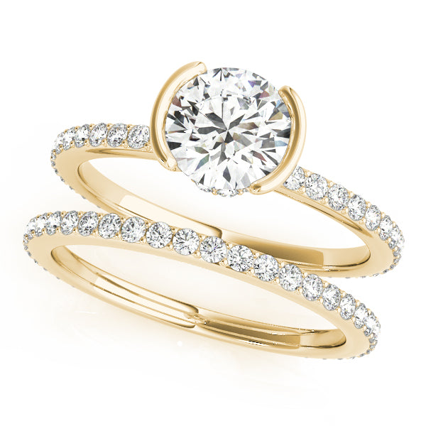Accented Round Half Bezel Engagement Ring