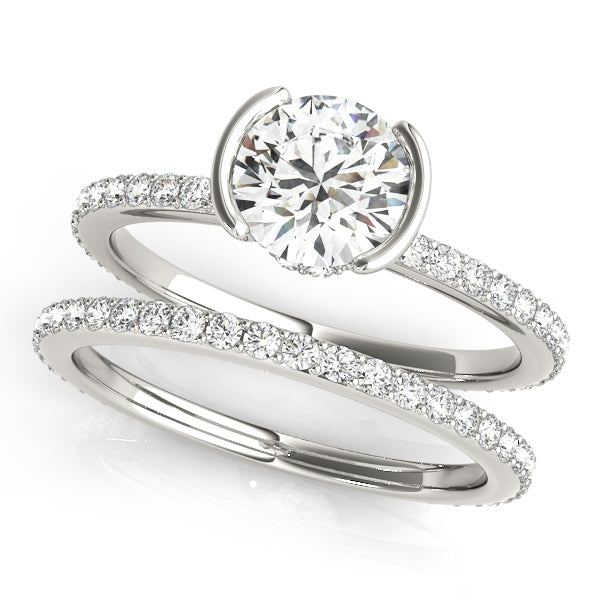 Accented Round Half Bezel Engagement Ring