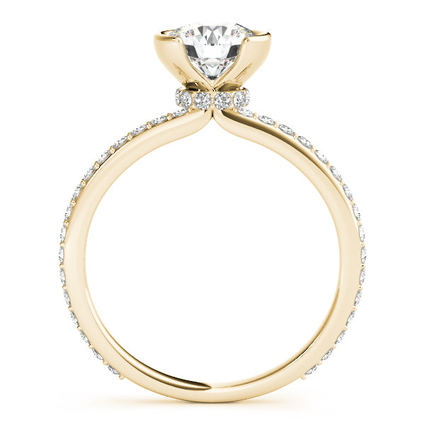 Accented Round Half Bezel Engagement Ring