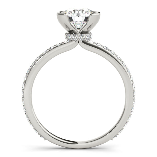 Accented Round Half Bezel Engagement Ring