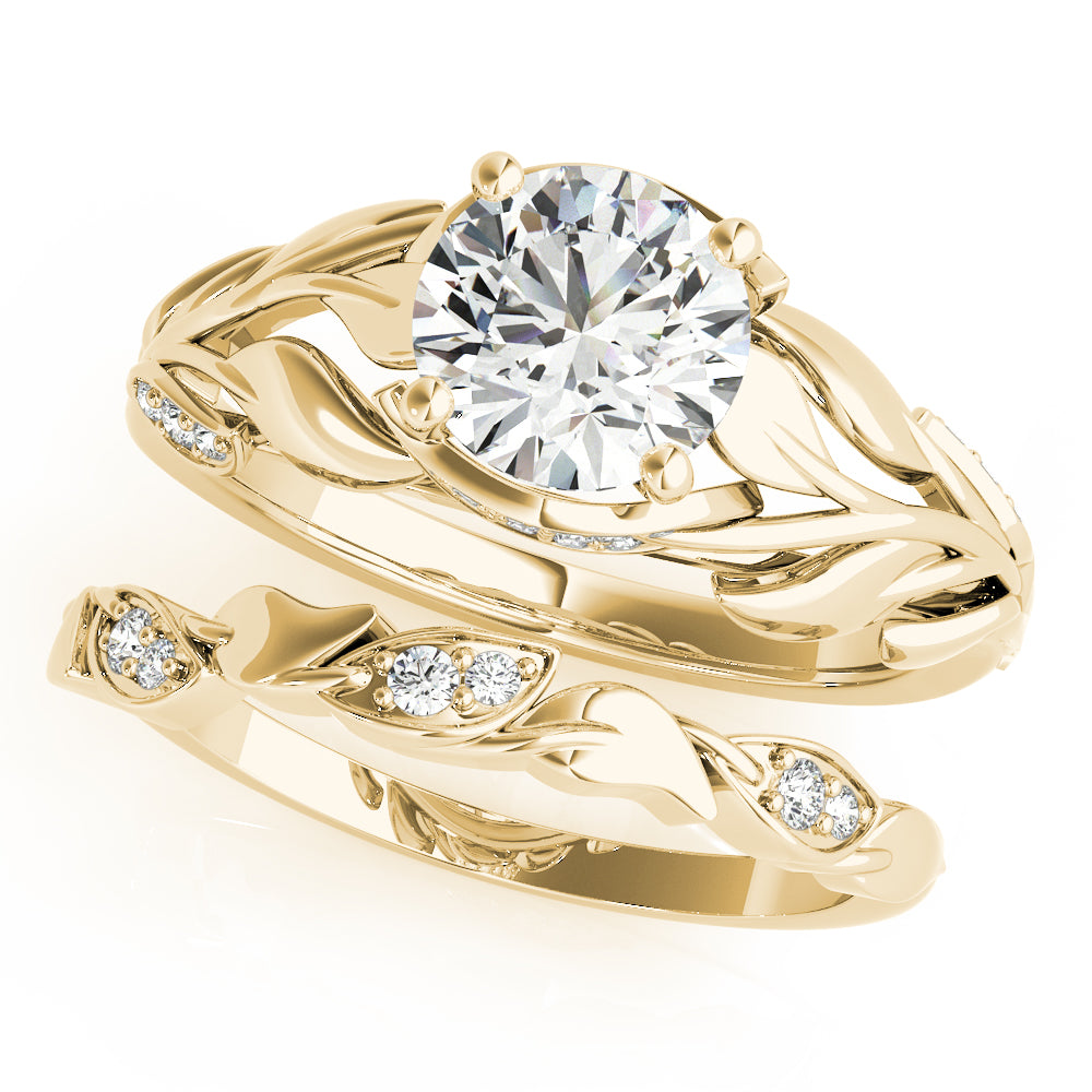 Nature Inspired Floral Leaves Engagement Ring