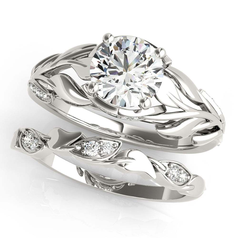 Nature Inspired Floral Leaves Engagement Ring