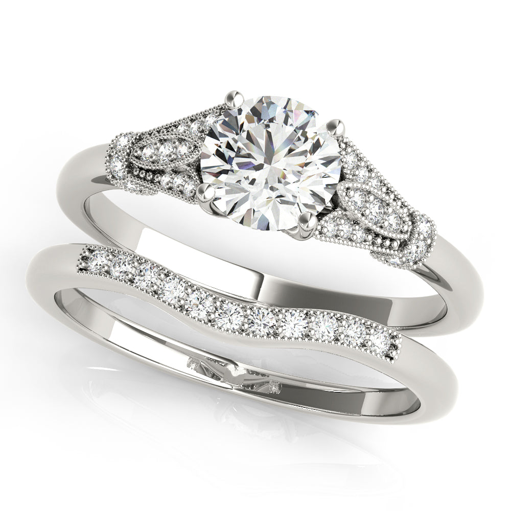 Vintage Marquise Shape Milgrain Engagement Rings