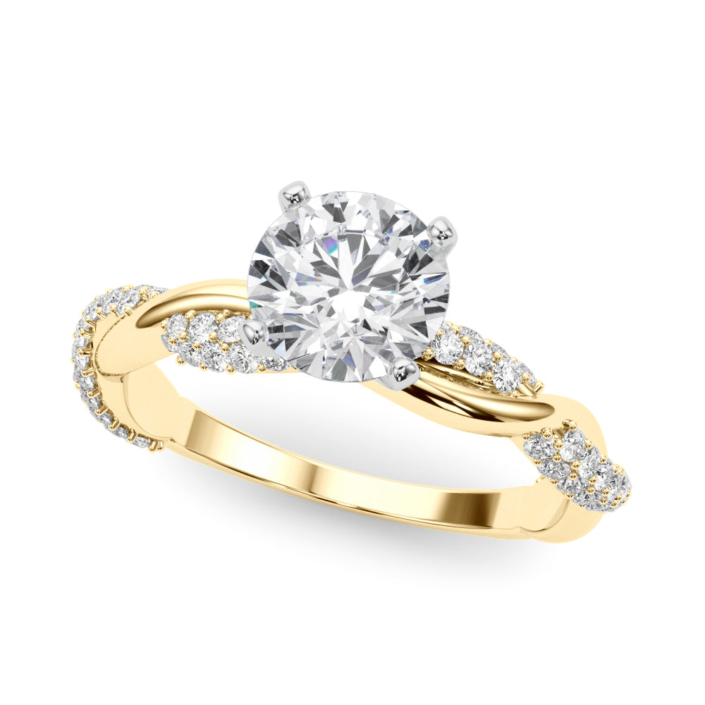 Twisting Alternating Pavé Engagement Ring