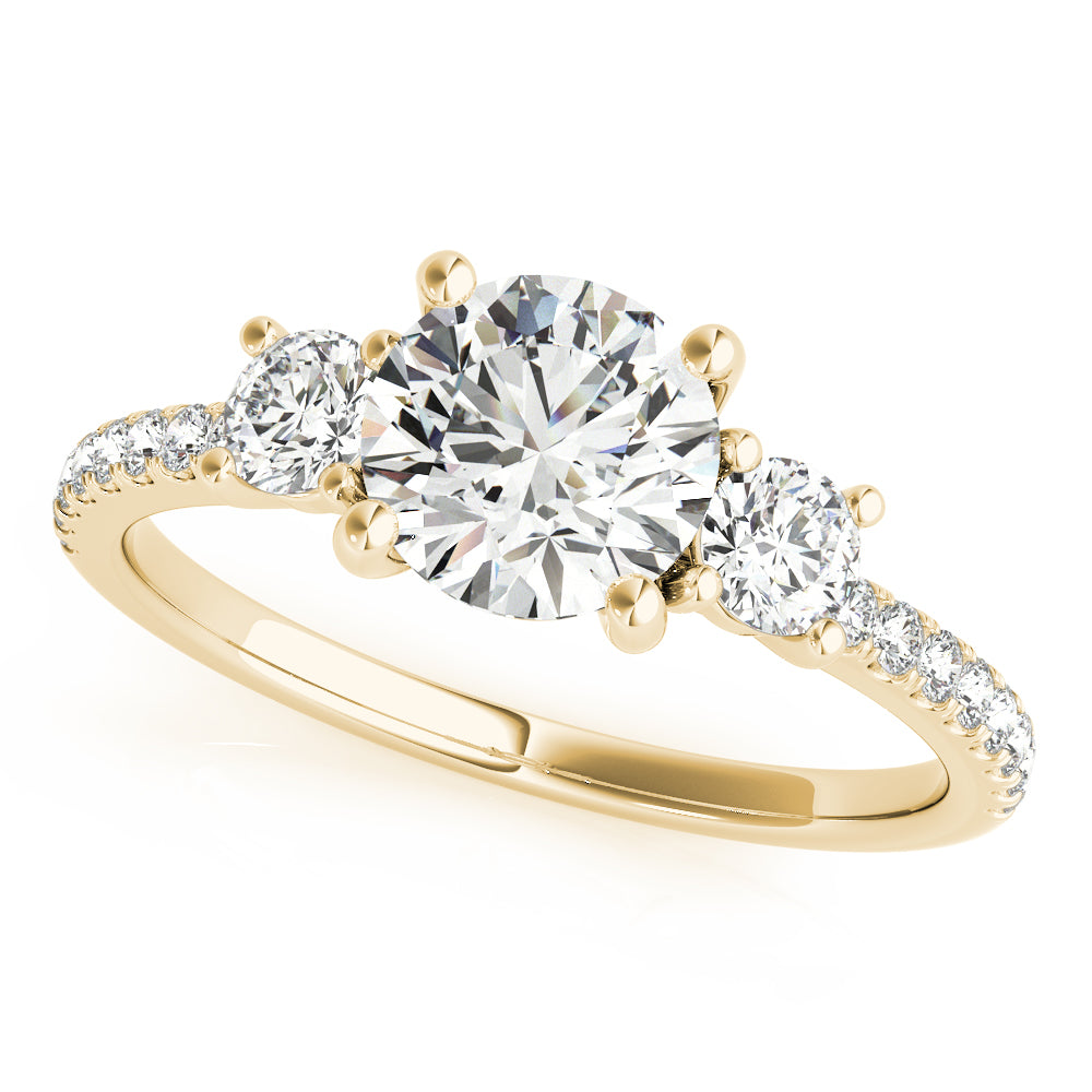 3-Stone Solitaire Split Prong Engagement Ring
