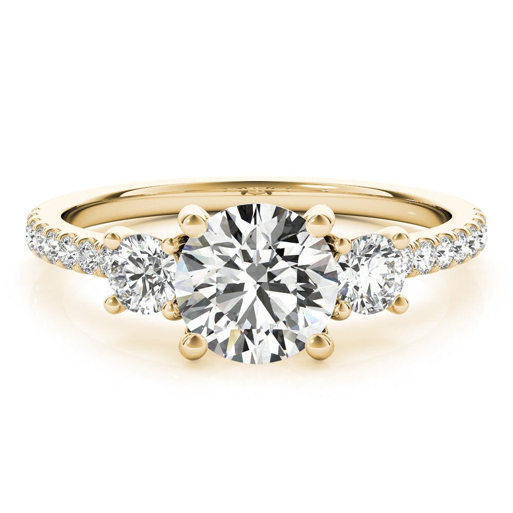 3-Stone Solitaire Split Prong Engagement Ring