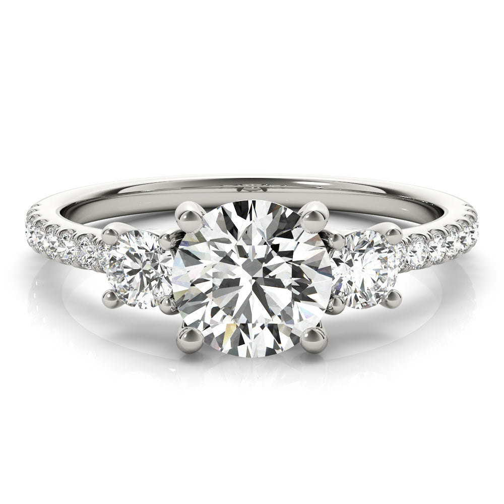 3-Stone Solitaire Split Prong Engagement Ring