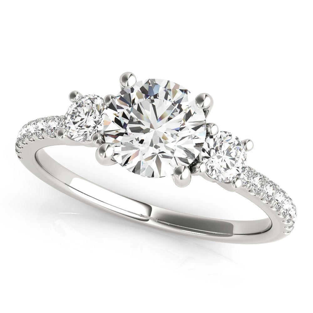 3-Stone Solitaire Split Prong Engagement Ring