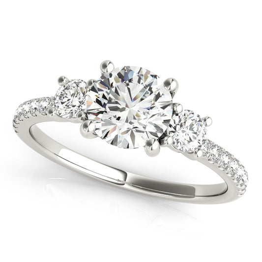 3-Stone Solitaire Split Prong Engagement Ring