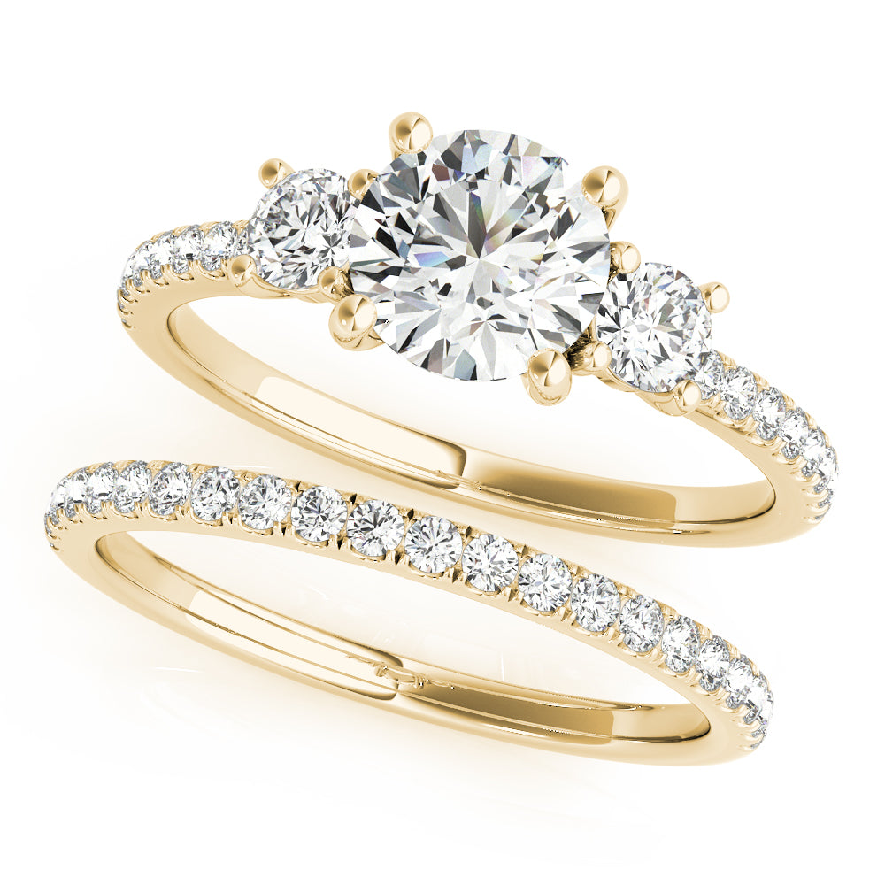 3-Stone Solitaire Split Prong Engagement Ring