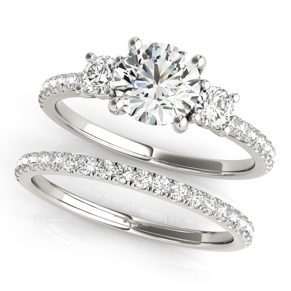 3-Stone Solitaire Split Prong Engagement Ring