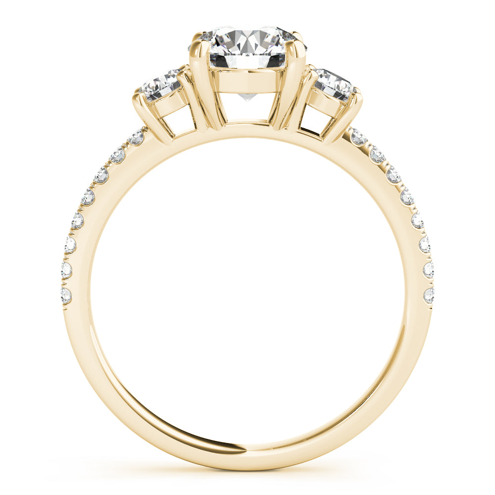 3-Stone Solitaire Split Prong Engagement Ring
