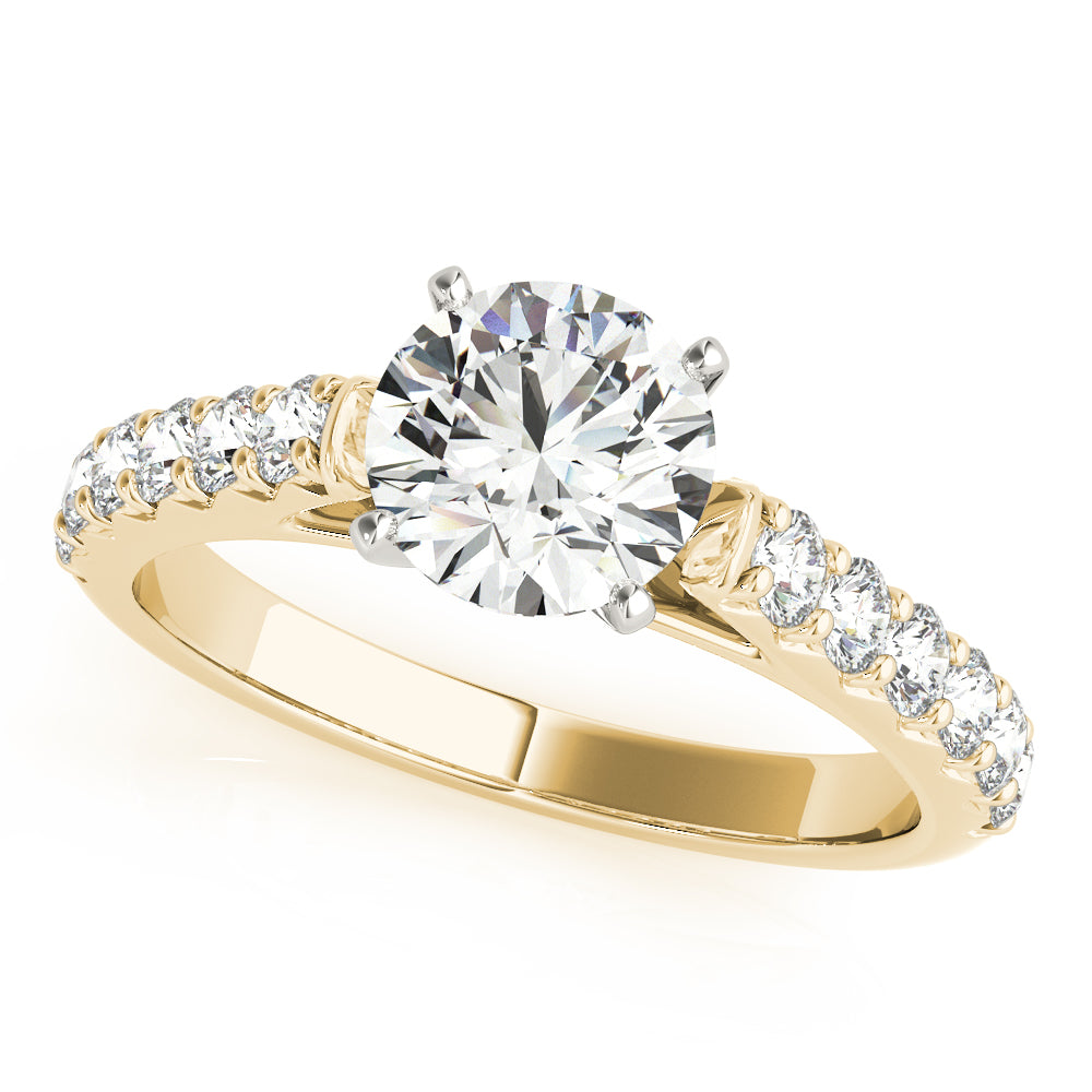 Single Row Cathedral Prong Set Engagement Ring
