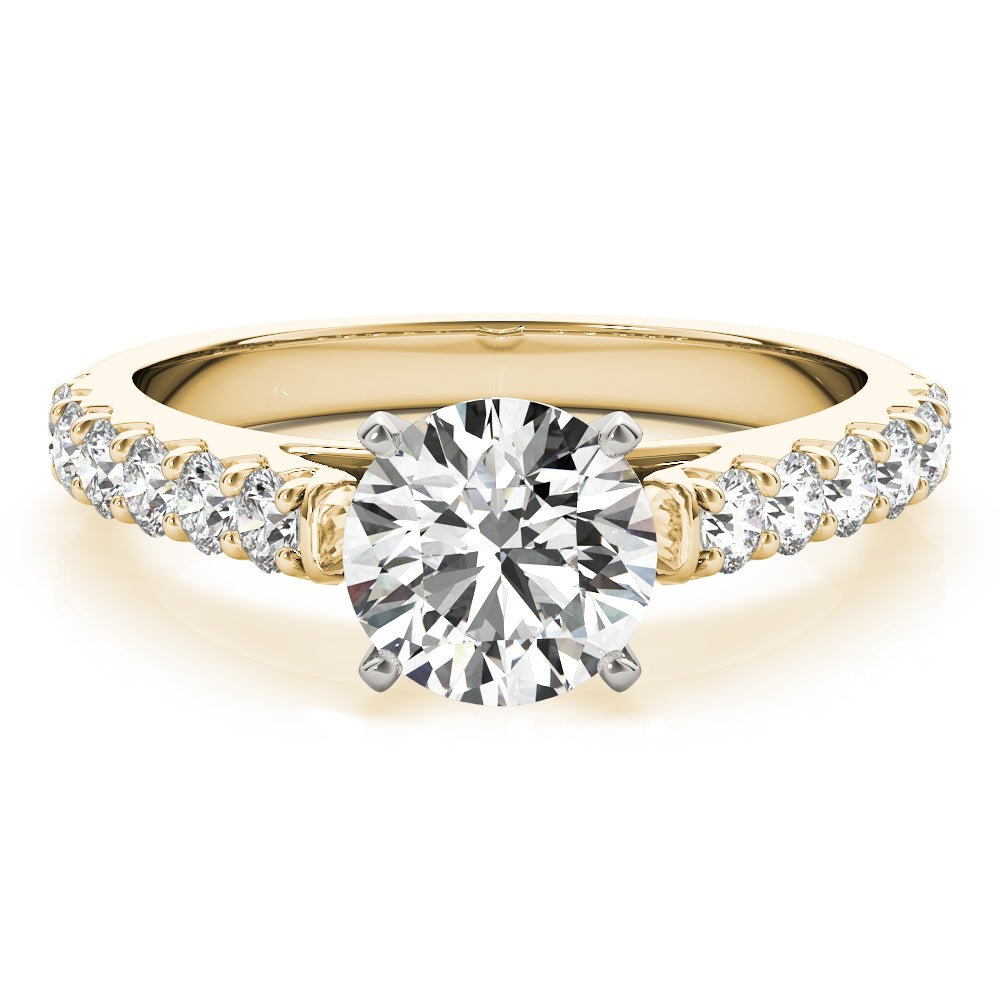 Single Row Cathedral Prong Set Engagement Ring