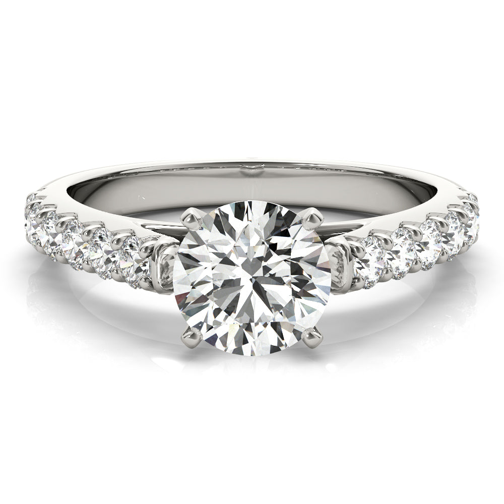 Single Row Cathedral Prong Set Engagement Ring