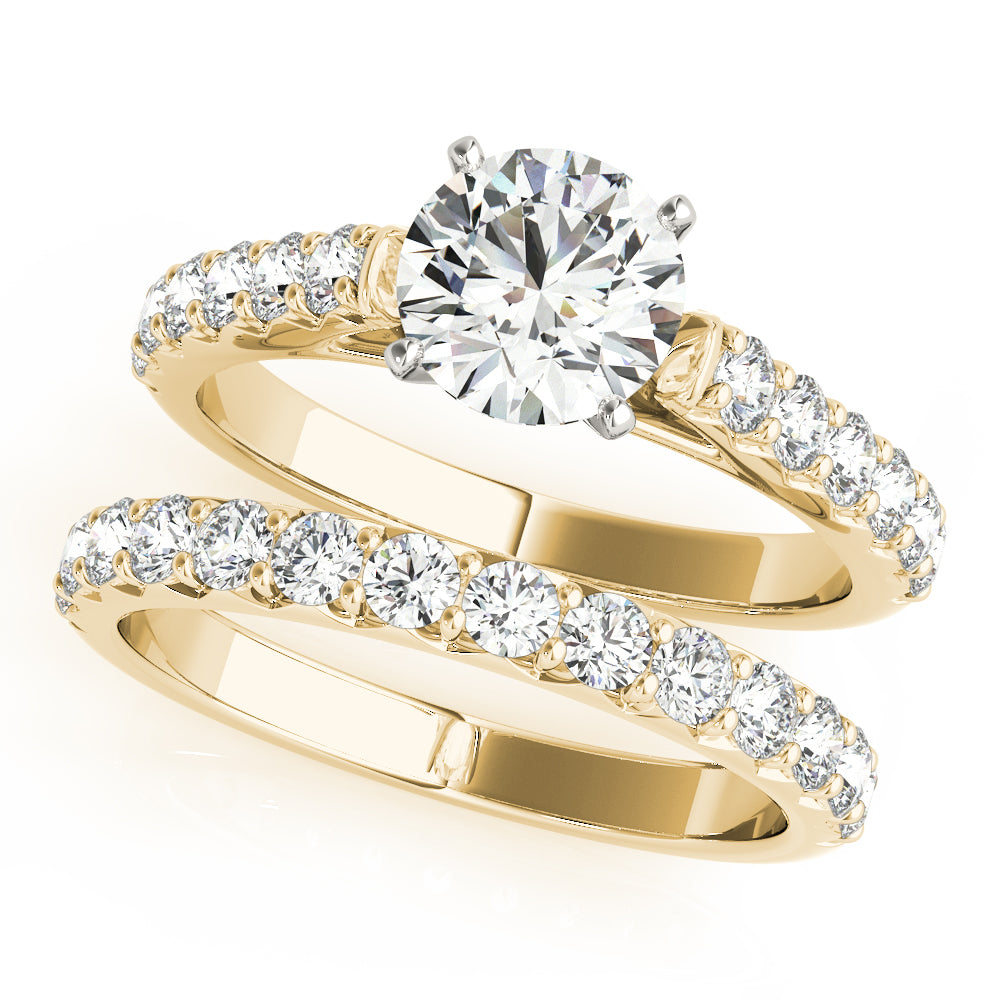 Single Row Cathedral Prong Set Engagement Ring