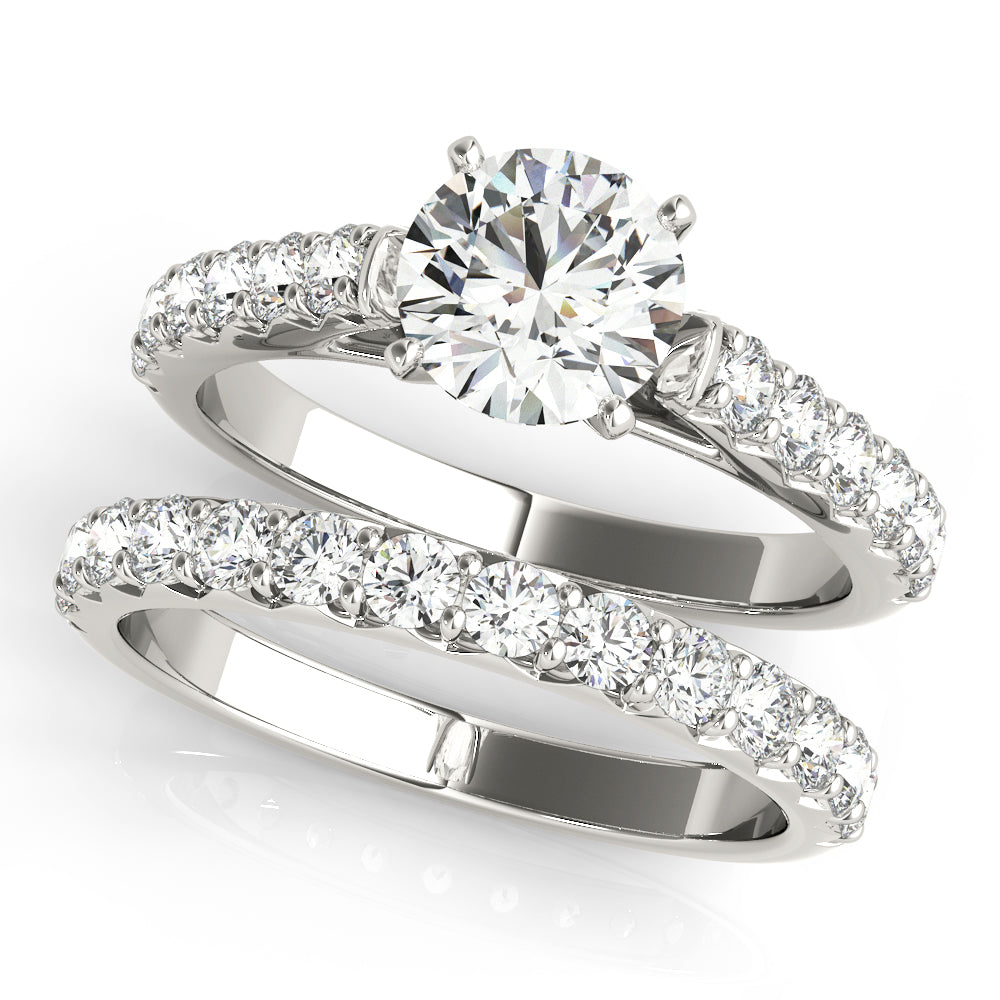 Single Row Cathedral Prong Set Engagement Ring
