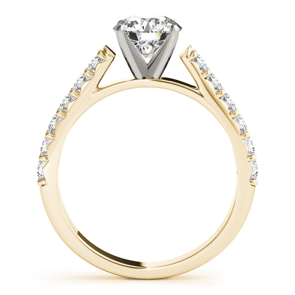 Single Row Cathedral Prong Set Engagement Ring