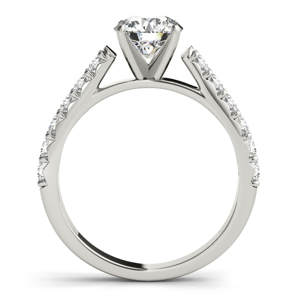 Single Row Cathedral Prong Set Engagement Ring