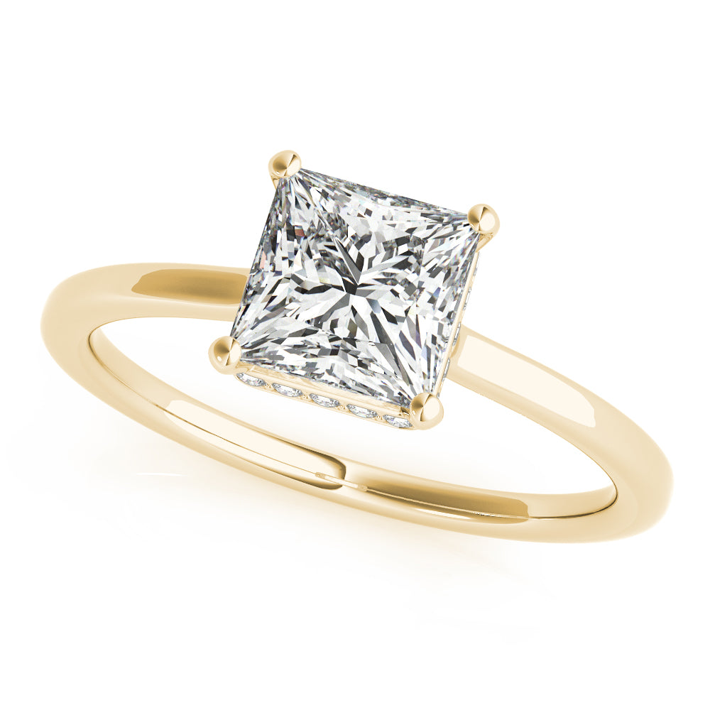 Square & Princess Cut Hidden Halo Engagement Ring