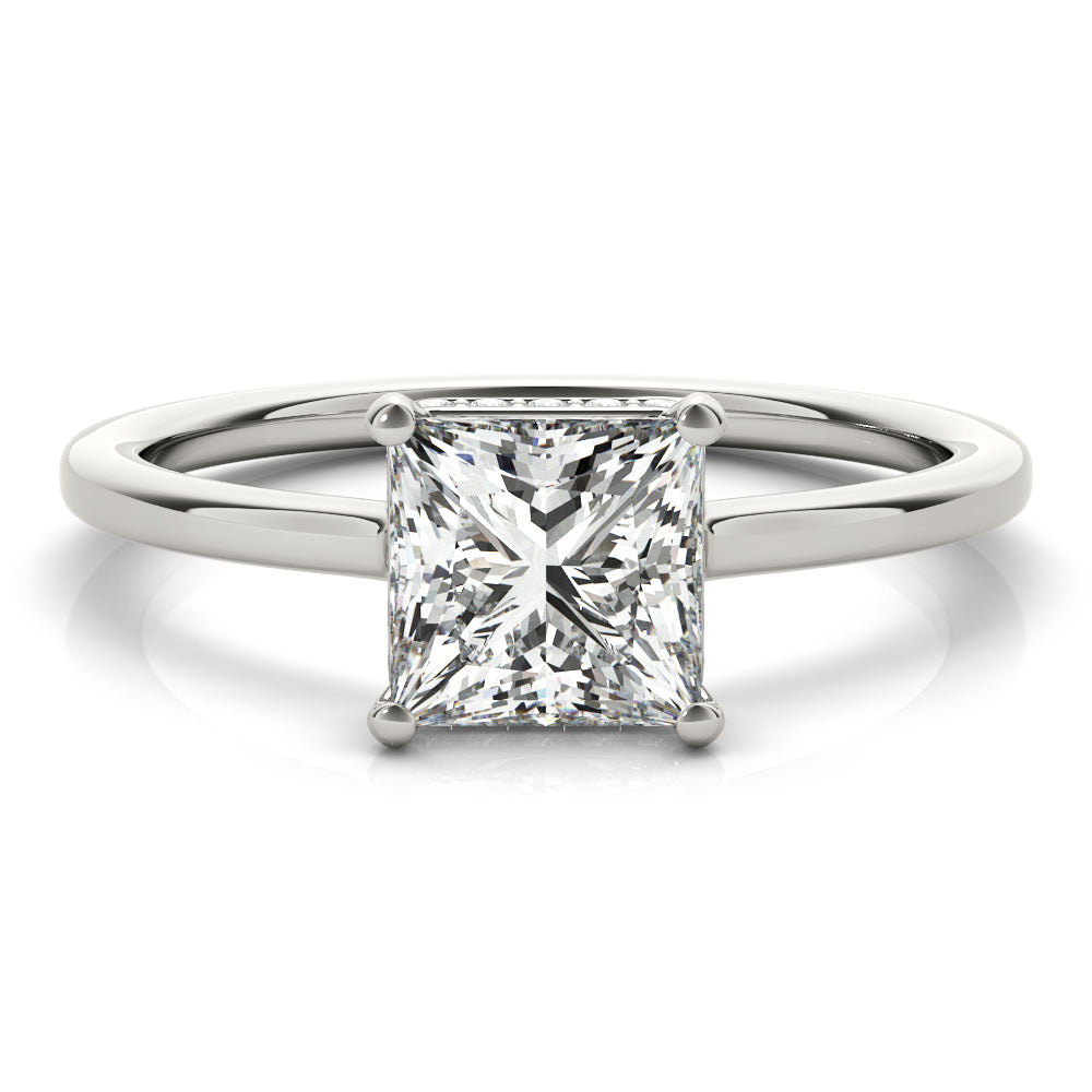 Square & Princess Cut Hidden Halo Engagement Ring