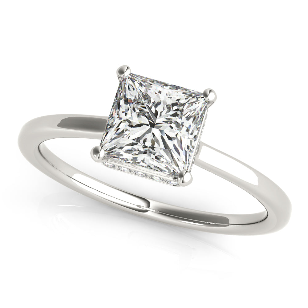 Square & Princess Cut Hidden Halo Engagement Ring
