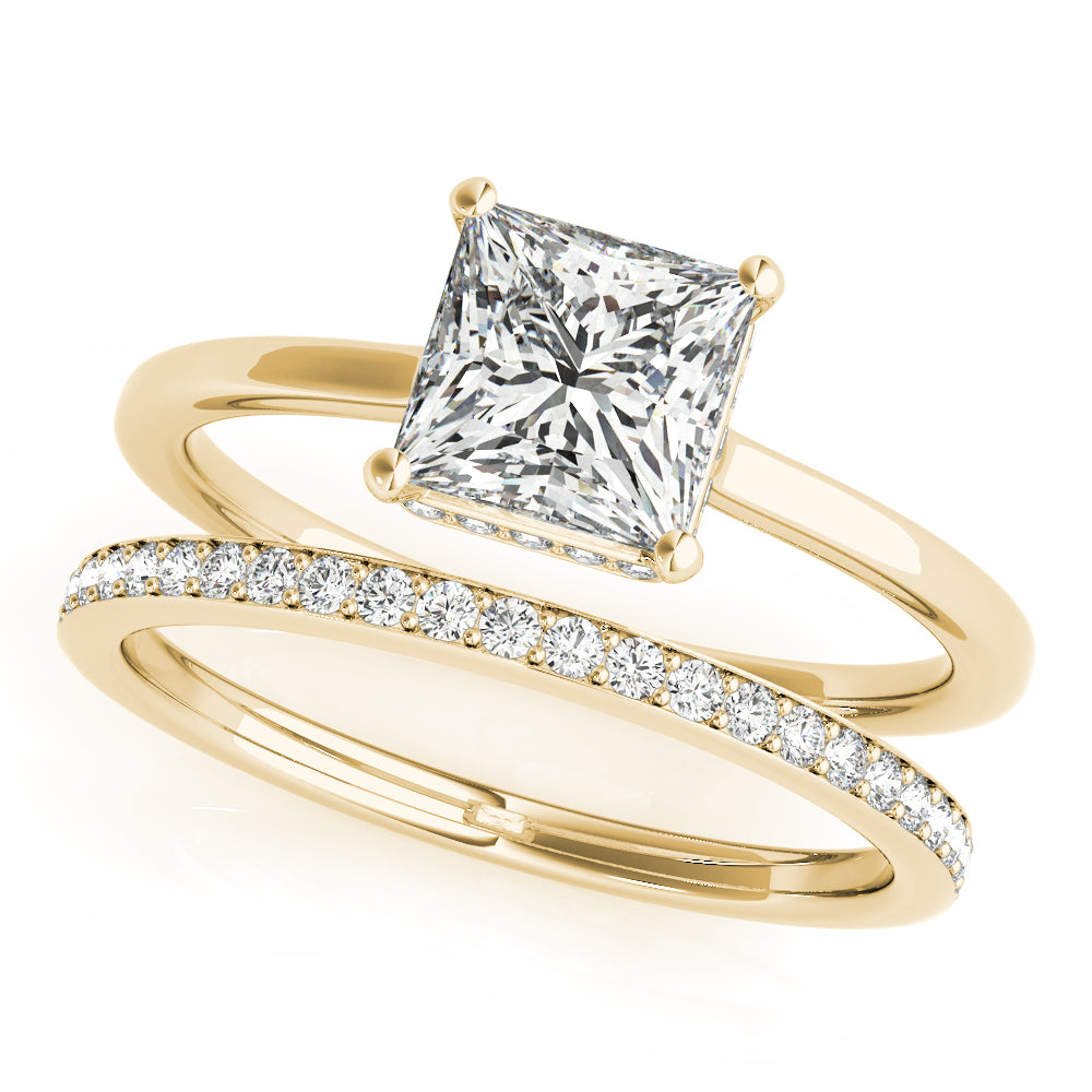 Square & Princess Cut Hidden Halo Engagement Ring