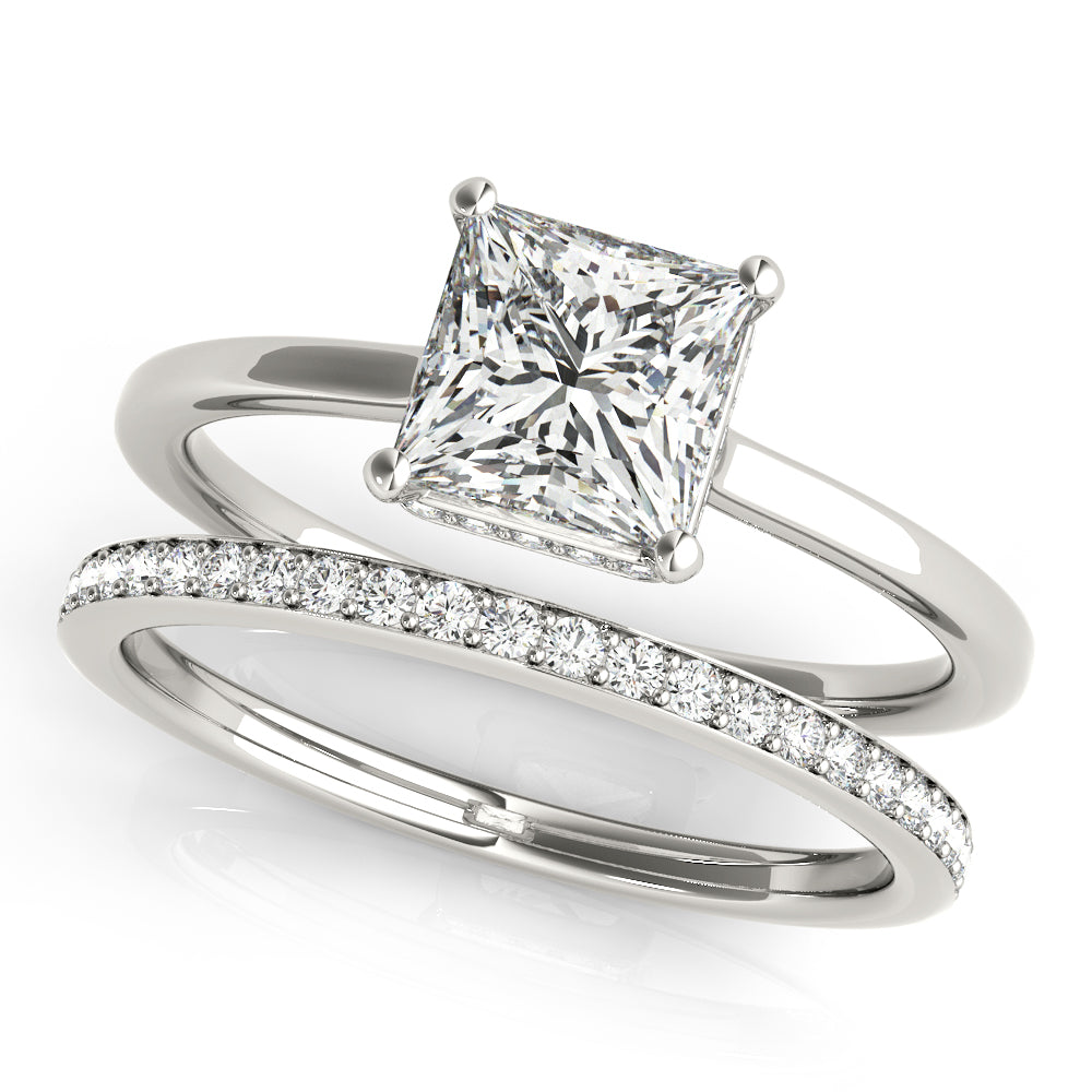Square & Princess Cut Hidden Halo Engagement Ring