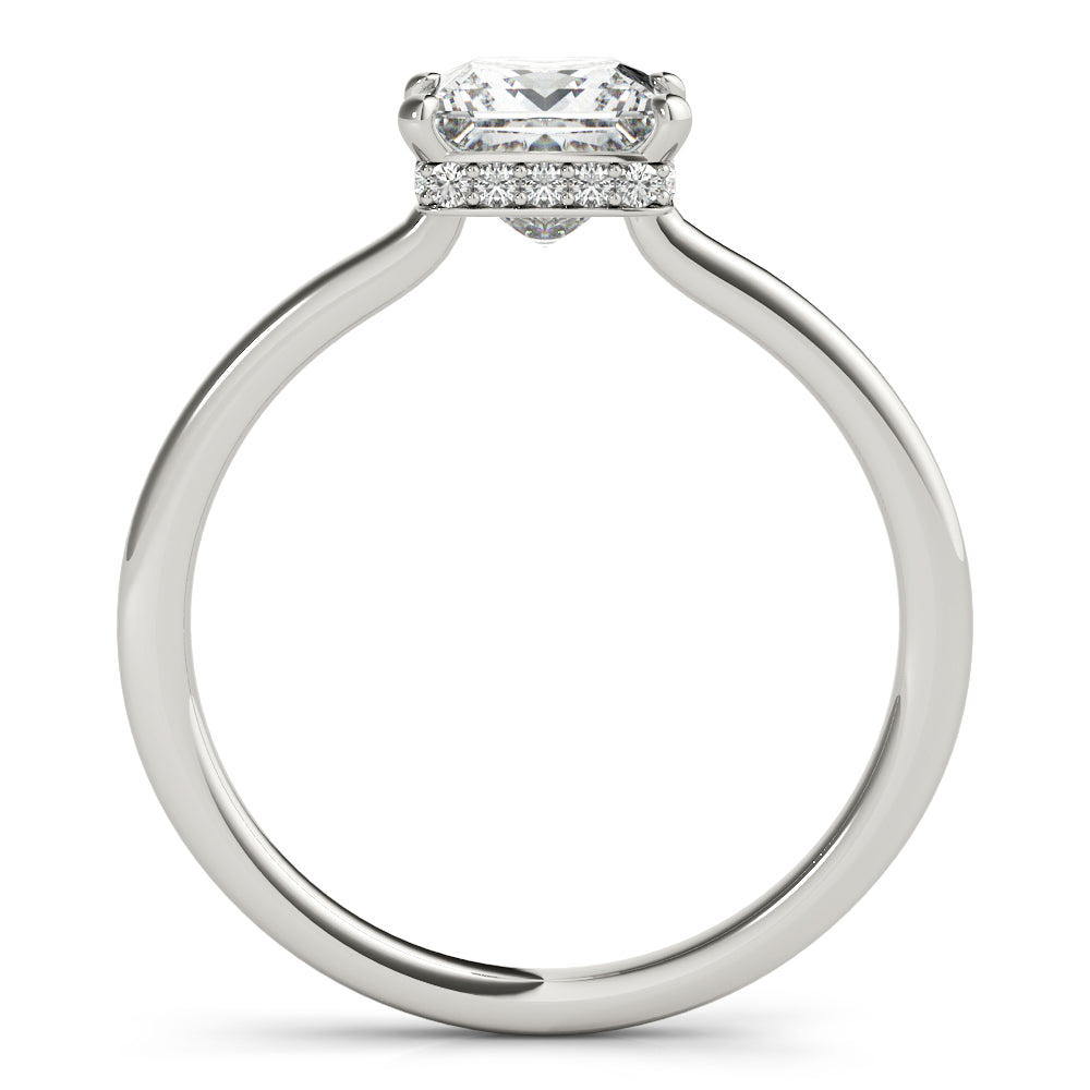 Square & Princess Cut Hidden Halo Engagement Ring