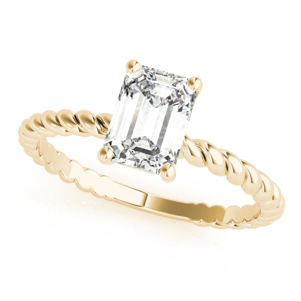 Braided Shank Emerald Cut Engagement Ring