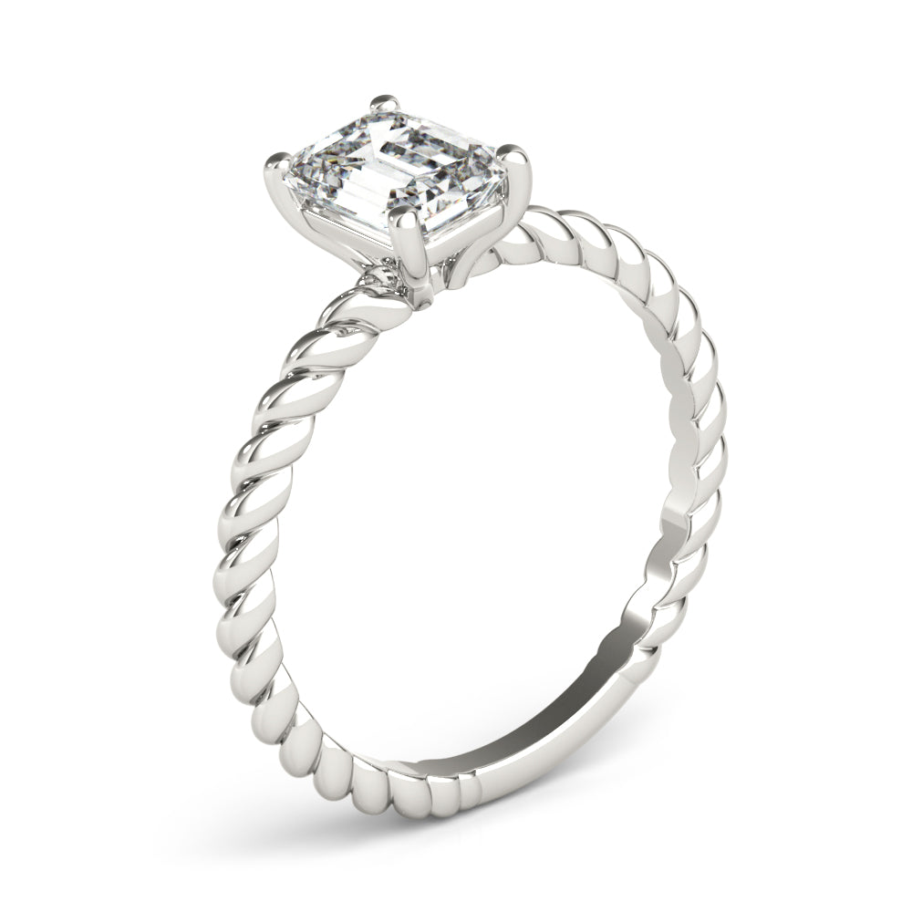 Braided Shank Emerald Cut Engagement Ring