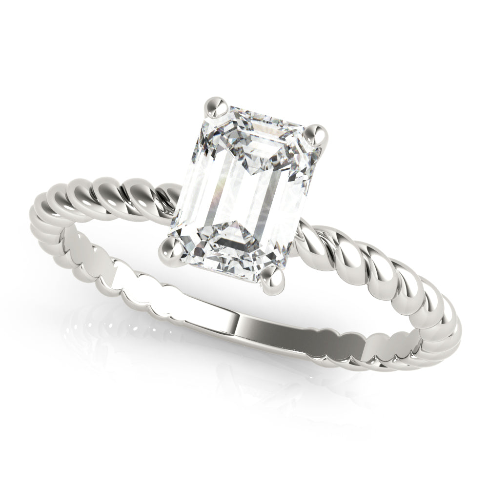 Braided Shank Emerald Cut Engagement Ring