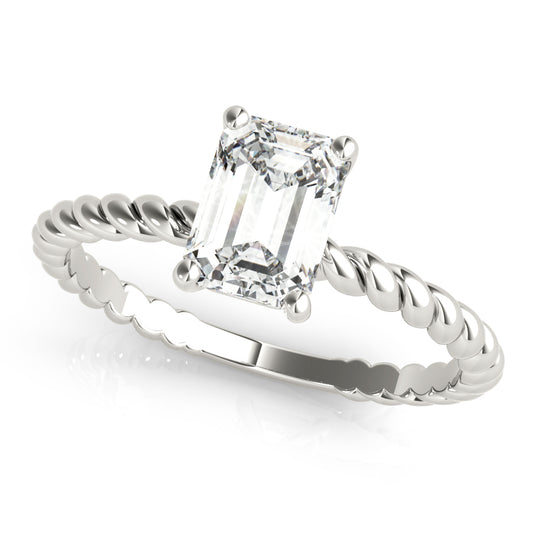 Braided Shank Emerald Cut Engagement Ring