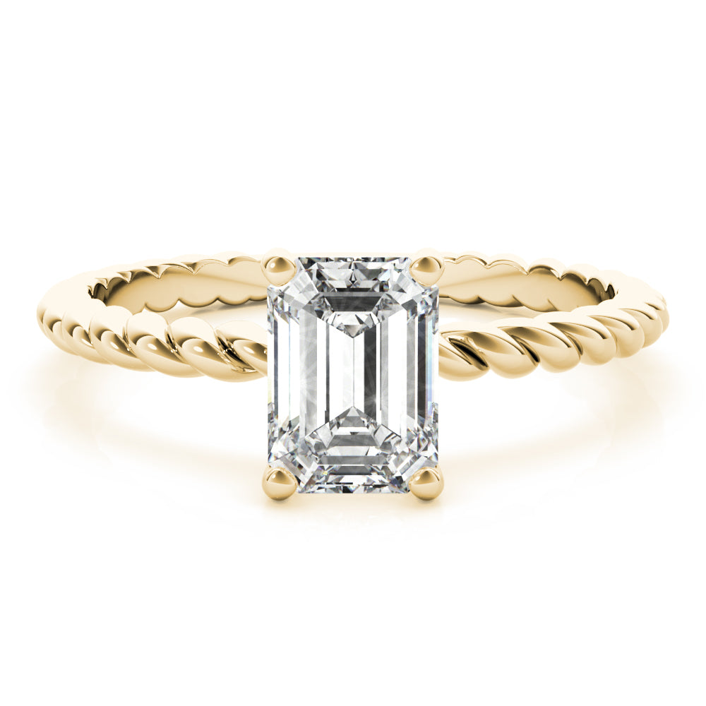 Braided Shank Emerald Cut Engagement Ring