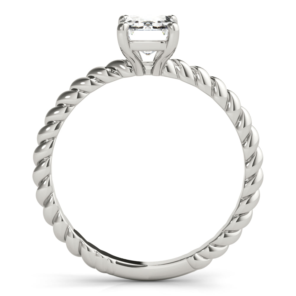 Braided Shank Emerald Cut Engagement Ring