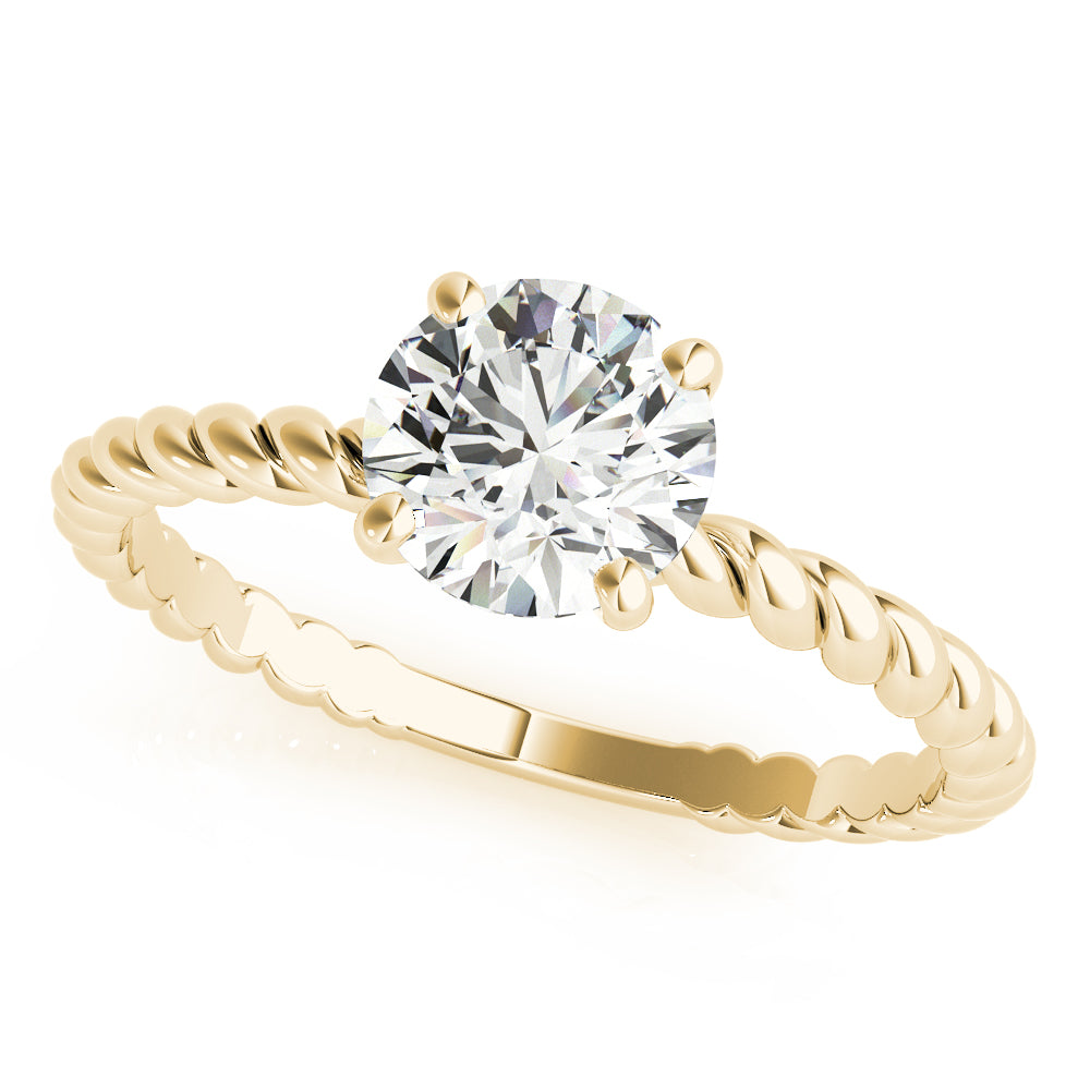 Braided Shank Round Cut Engagement Ring
