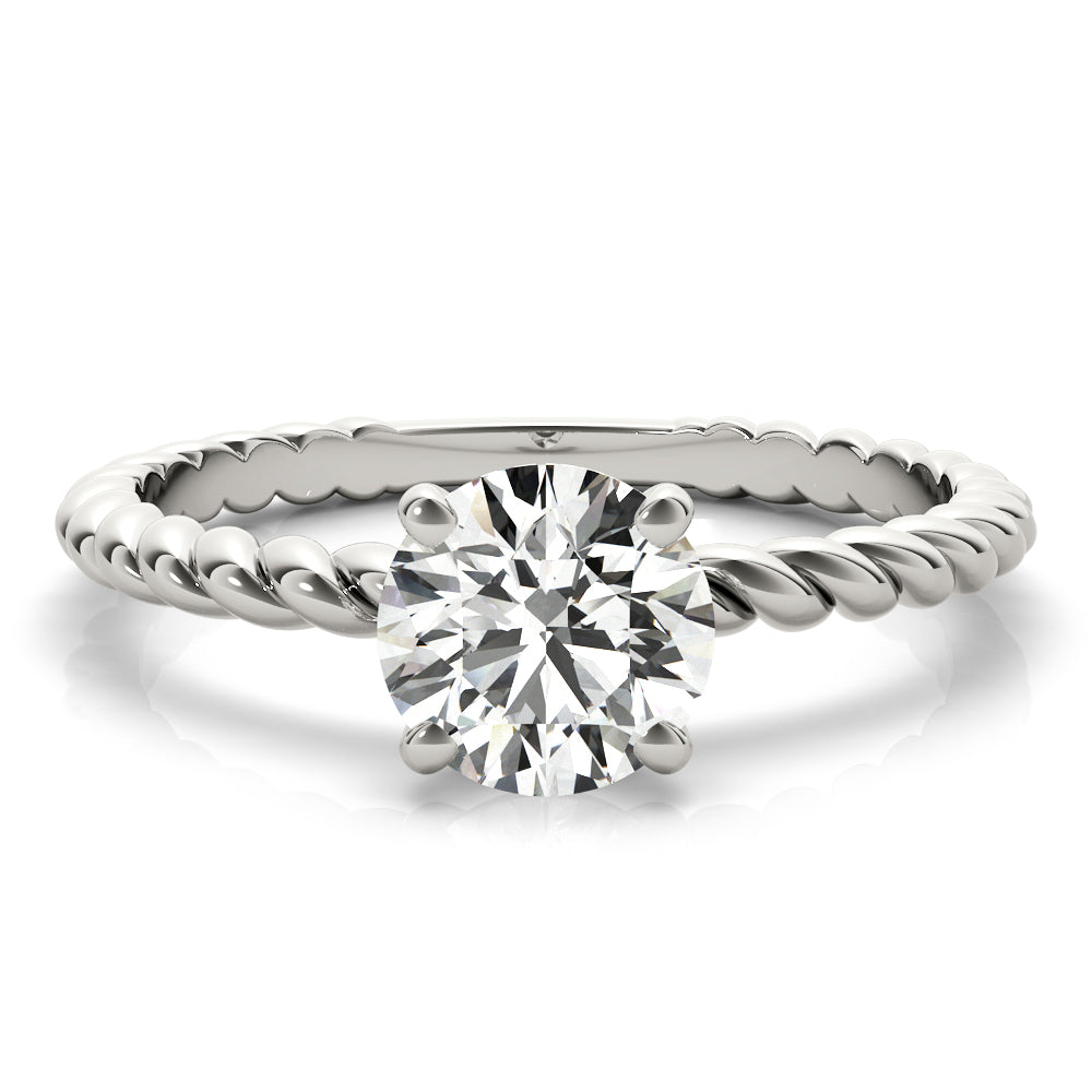 Braided Shank Round Cut Engagement Ring