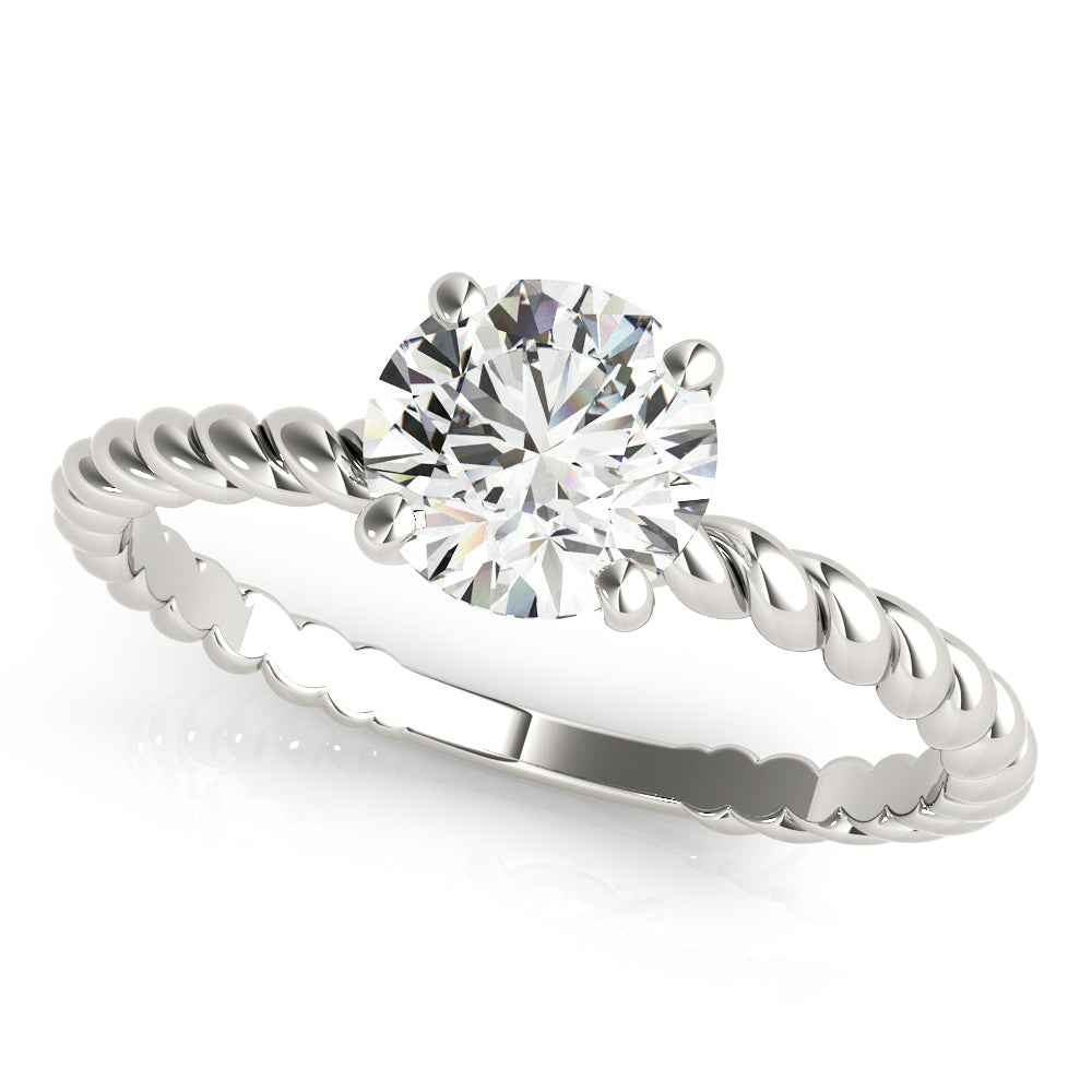 Braided Shank Round Cut Engagement Ring