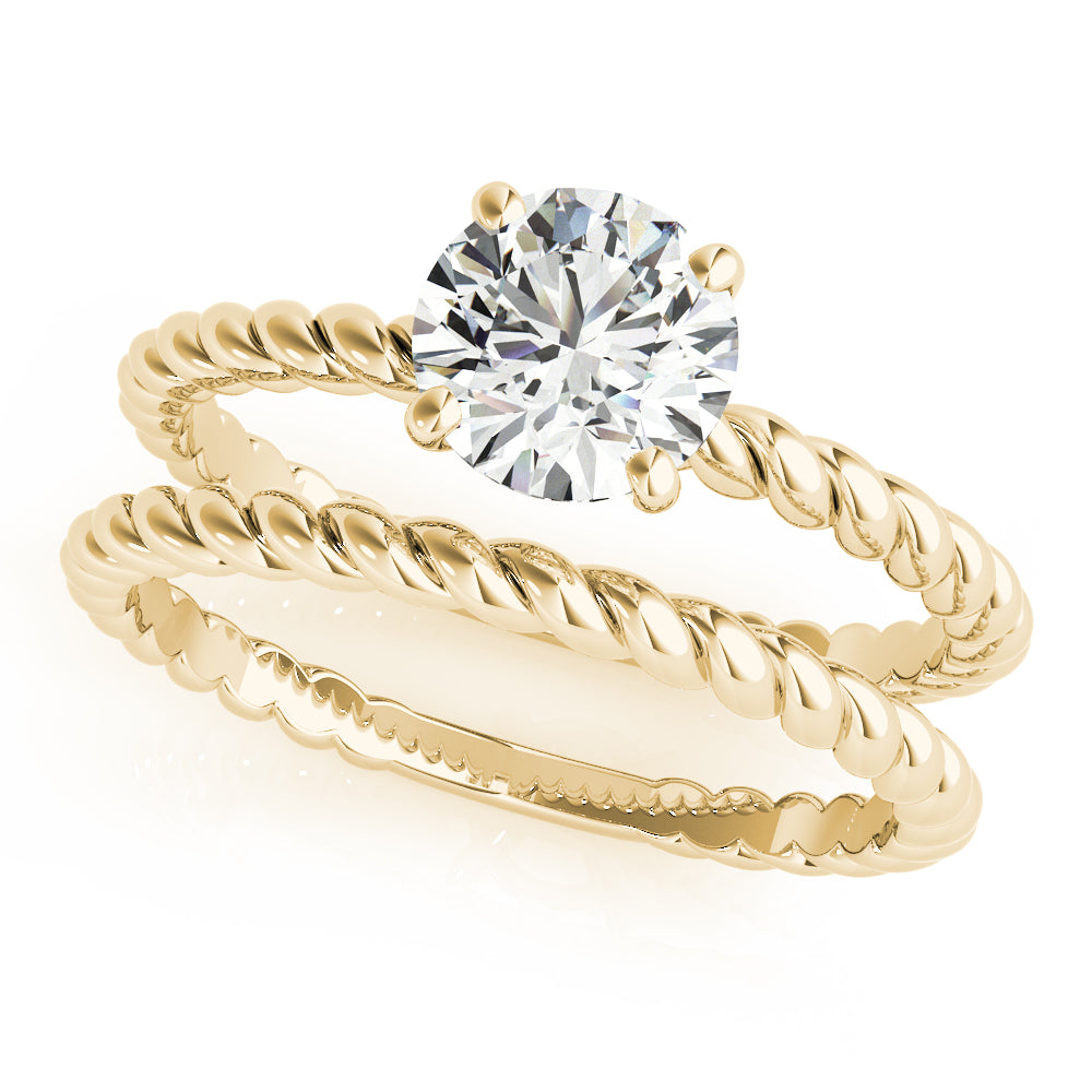Braided Shank Round Cut Engagement Ring