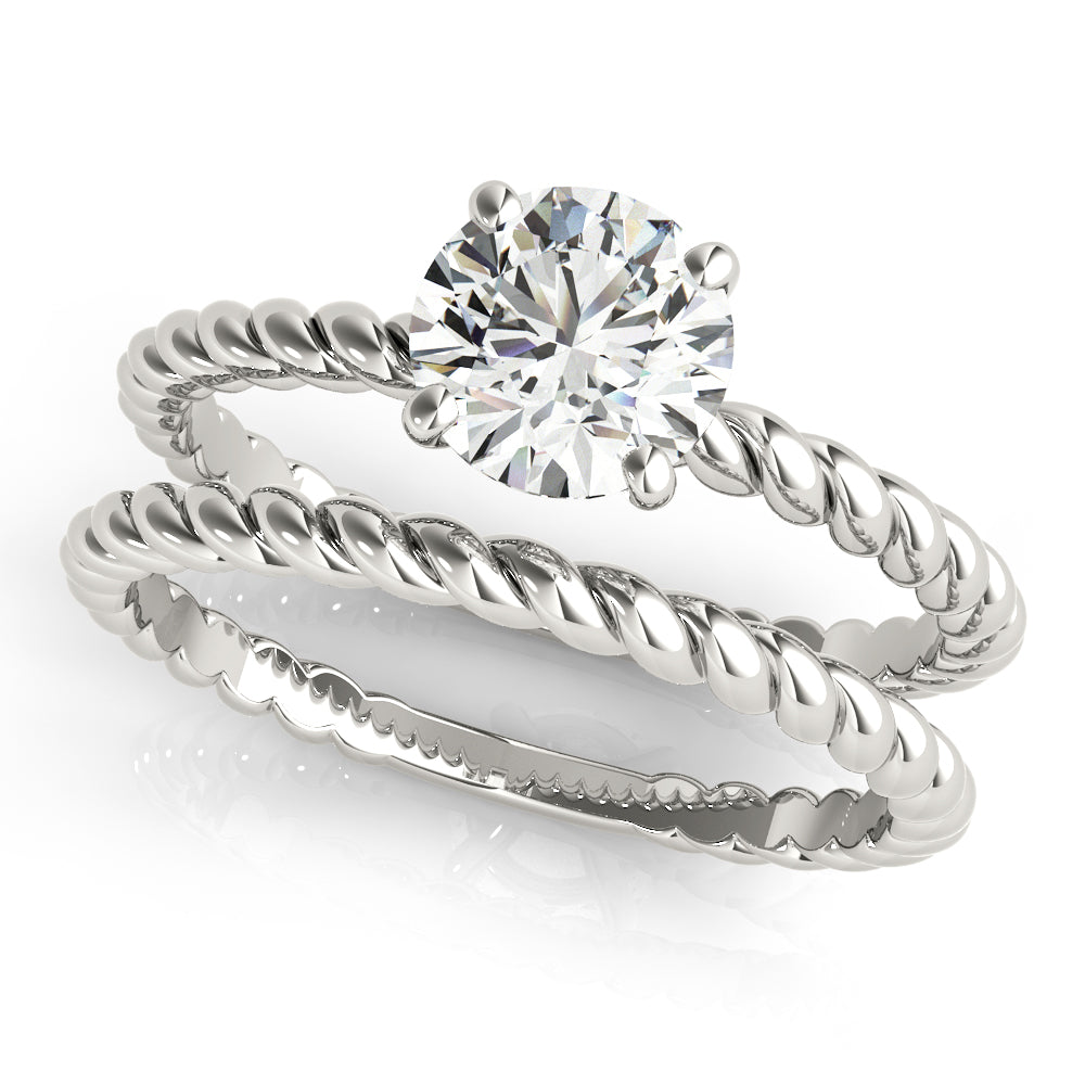 Braided Shank Round Cut Engagement Ring